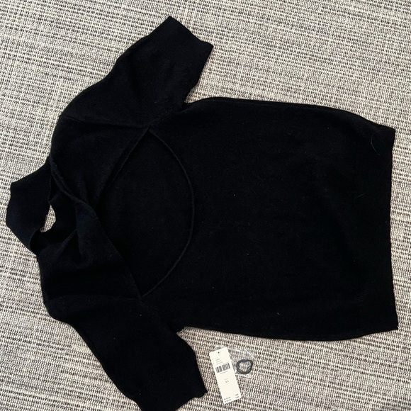 Maeve Anthropologie black cashmere mock neck cut out top - Picture 7 of 8